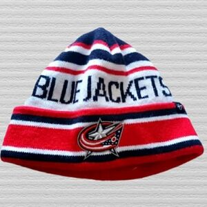 Columbus Blue Jackets Beanie Pom NHL Hat Cap Knit Youth Size Used
